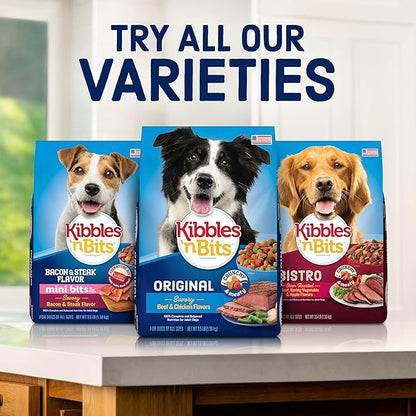 Kibbles 'n Bits Original Dry Dog Food, Savory Beef & Chicken Flavors for Adult Dogs, 3.5 lb. Bag