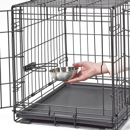 MidWest Homes for Pets XS Double Door iCrate Starter Kit, 22-inch Dog Crate Bundle for Extra-Small Dogs, Includes Cage, Pet Bed, 2 Bowls and Privacy Cover