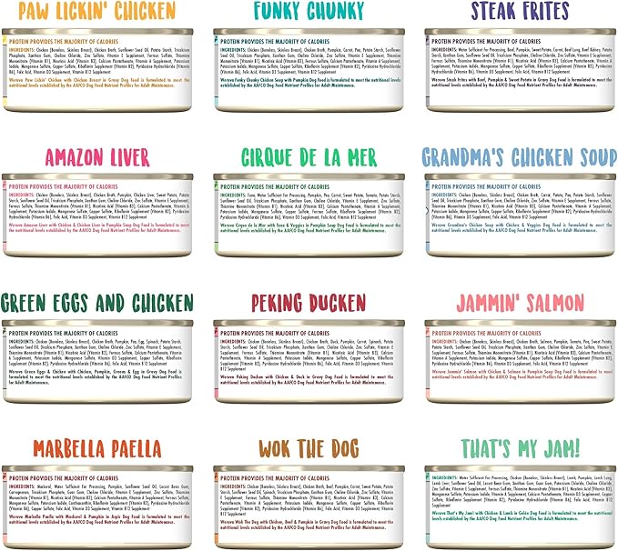 Weruva Grain Free Canned Dog Food Variety Pack, 5.5 oz Each, 12 Flavor