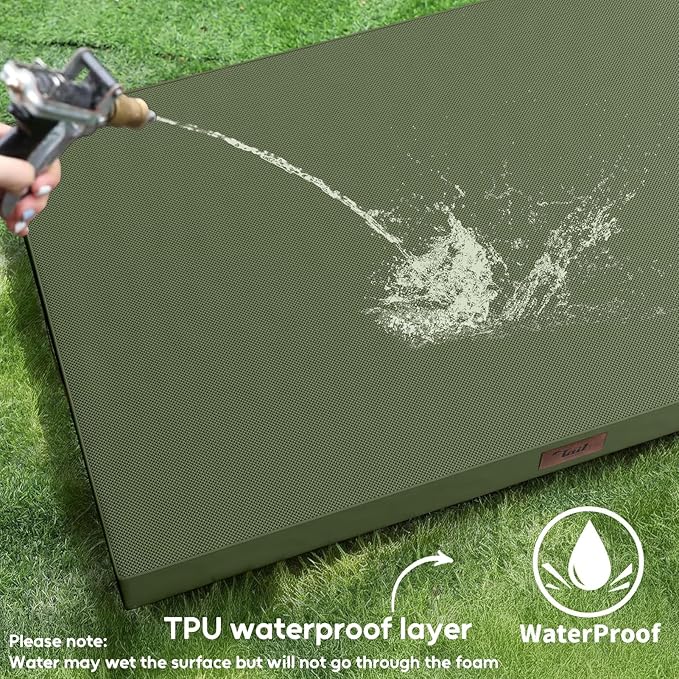 Outdoor Extra Large Dog Bed, Jumbo Waterproof Dog Bed for Large Dogs, Orthopedic Egg Crate Foam Pet Mat with Removable Oxford Cooling Cover, Amy Green
