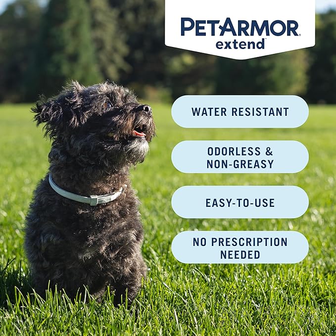 PetArmor Extend Dog Flea and Tick Treatment & Prevention Collar for Small Dogs up to 18 lbs., 8 Months of Protection, Odorless & Non-Greasy, Waterproof, Kills Fleas, Ticks, and Larvae, 1 Count