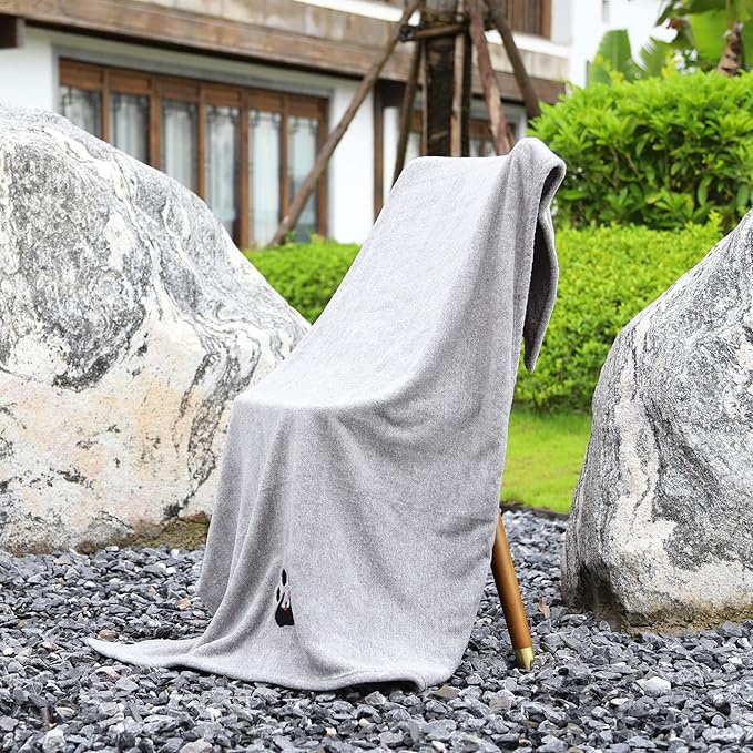 Dogvingpk Extra Large Dog Towel Super Absorbent Soft Microfiber Pet Bath Grooming Towels for Drying Dogs and Other Pets (XL-55" * 36", Grey)