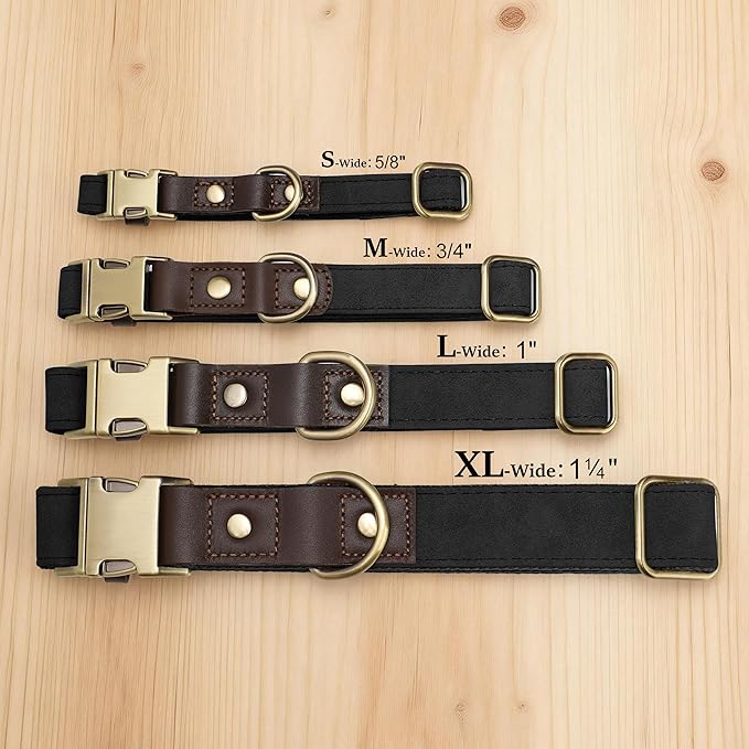 Didog Soft PU Leather Dog Collar for Large Dogs,Classic Adjustable Wide Dog Collars with Quick Release Metal Buckle,Easy Clean and Comfortable with Nylon Lining,Black,XL Neck 20-27", Width 1¼"