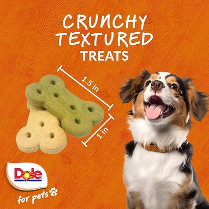 Dole for Pets Dog Biscuits Assorted Spinach + Pumpkin Mix, Real Vegetable Flavor Vegan Crunchy Treats, No Wheat Corn Soy or Artificial Additives, Bite Size Training Snacks for Dogs, 7 Oz - 6 Pack