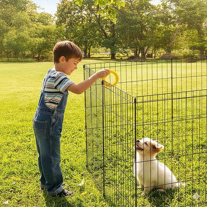 Dog Playpen - Foldable Metal Exercise Puppy Play Pen with 8 24x30in Panels - Indoor/Outdoor Pen with Door for Dogs, Cats or Small Animals by PETMAKER