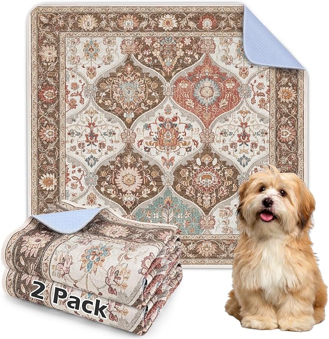 INVENHO 2PACK Washable Pee Pads for Dogs, Reusable Dog Pads Upgrade Non-Slip Dog Pee Pads Heavy Absorbency Puppy Pee Pads Quick Dry Whelping Pads/Waterproof Puppy Training Pad