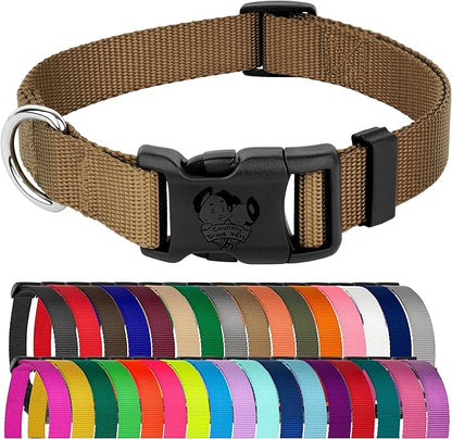 Country Brook Petz - Everyday Nylon Dog Collar for Large, Medium, and Small Dogs and Puppies - for Everyday Use in 10+ Warm Colors (Extra Large, 1 Inch Wide, Coyote Tan)