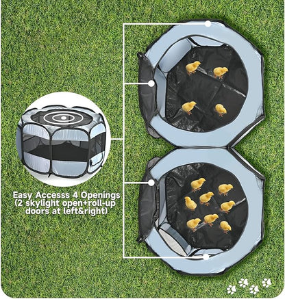 Pet Playpen Pop up Small Pet Cage Enclosure Tent Chick Run Brooder Coop Foldable Kennel for Kitten Ferret Puppy Guinea Pig Rabbit Hamster Chinchillas(No Divider, Unified Space)