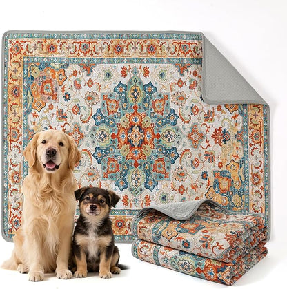 NOYAL Bohemian Washable Dog Pee Pads - Super Absorbent Reusable Puppy Training Pads with Stylish Prints | 100% Waterproof, Leak-Proof & Non-Slip Pet Housebreaking Pads for Indoor 2 Packs