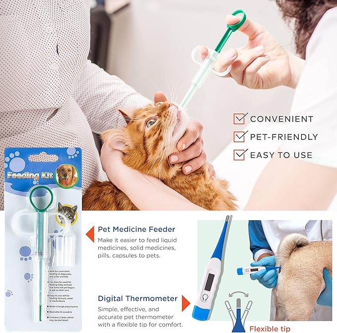ARCA PET Cat & Dog First Aid Kit - High Visibility Reflective Zipper with Fluorescent Letter Print - 100 pcs with Dog Thermometer, Tick Remover Kit & Pet First Aid Kit Manual Book