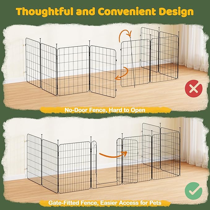 Yaheetech Expandable Dog Playpen, 8 Panel 32 inch Puppy Playpen with Door Indoor/Outdoor Pet Fence for Small Medium Dogs