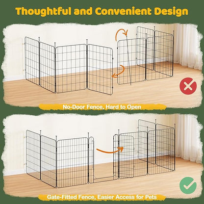 Yaheetech Expandable Dog Playpen, 8 Panel 32 inch Puppy Playpen with Door Indoor/Outdoor Pet Fence for Small Medium Dogs
