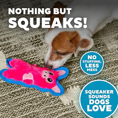 Outward Hound Durablez Minis – Squeaky Plush Dog Toy, No Stuffing for Less Mess, Interactive & Tough, Jumbo Squeaker, Puppies & Small Dogs, Pig, 6.8" (Pack of 2)