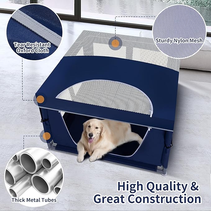 Dog Kitten Playpen with Play Pen Cover for Cat Indoor, 41 x41 x25.5 Puppy Playpen for Small Pet with See-Through Topper Proof Enclosed Door Dog Pen, Sturdy Warm Protable Play Pen for Cat