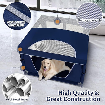 Dog Kitten Playpen with Play Pen Cover for Cat Indoor, 41 x41 x25.5 Puppy Playpen for Small Pet with See-Through Topper Proof Enclosed Door Dog Pen, Sturdy Warm Protable Play Pen for Cat
