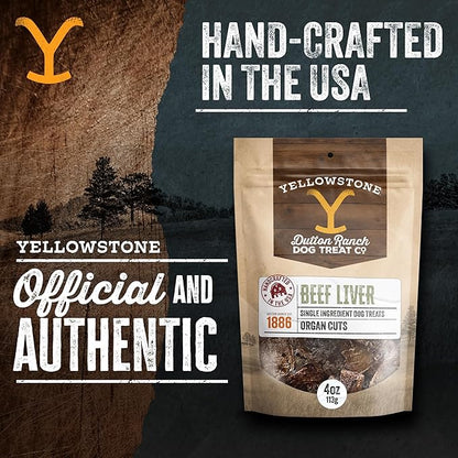 Yellowstone Limited Ingredient Dog Treats Beef Liver - Healthy Dog Treats Made in USA - Air Dried Beef Collagen Dog Jerky Treats - Crunchy & Chewy Dog Treats - Beef Dog Treats Jerky - 4 oz