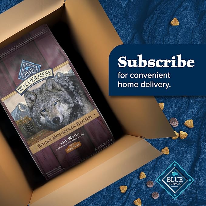 Blue Buffalo Wilderness Rocky Mountain Recipe Natural High-Protein Dry Food for Large Breed Dogs, Bison & Grain, 28-lb Bag