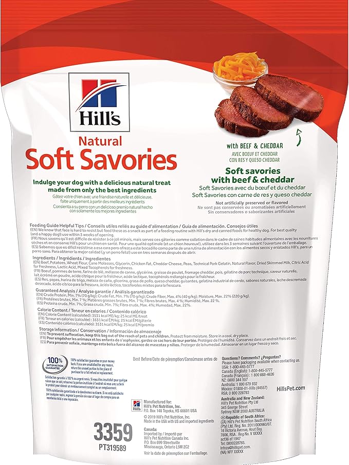 Hill's Natural Soft Savories Dog Treats, Beef & Cheddar, 8 oz. Bag