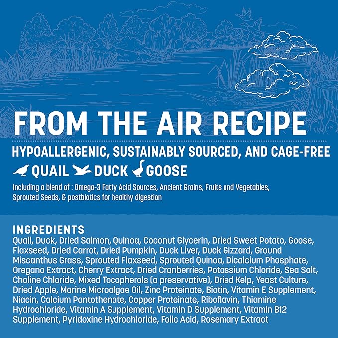 Earth Animal Wisdom Air Dried Dog Food - From the Air Recipe Premium Natural Dry Dog Food for All Breeds & Ages - 8 Lbs Bag