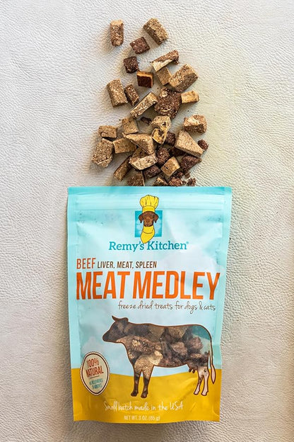 Meat Medley Freeze Dried Dog Treats USA Sourced and Small Batch Made - Human-Grade, All Natural Dog Treats Without Artificial Preservatives, Grain Free - 9 oz, Variety, 3-Pack