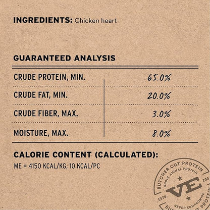Vital Essentials Freeze Dried Raw Chicken Hearts Dog Treats | Single Ingredient | Premium Quality | Grain Free Treats for Dogs, 1.9 oz Bag