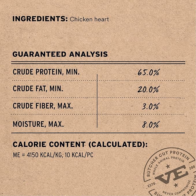 Vital Essentials Freeze Dried Raw Chicken Hearts Dog Treats | Single Ingredient | Premium Quality | Grain Free Treats for Dogs, 3.75 oz Bag