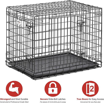MidWest Homes for Pets Ultima Pro Heavy-Duty 30-Inch Dog Crate, Ultra-Strong Steel Double Door Pet Cage for Medium-Sized Breeds, Accessories Included