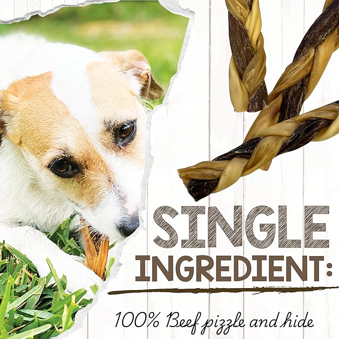 Nature Gnaws Braided Gnaws for Dogs 5-6" (3 Count) - Long Lasting for Small and Medium Dogs - Natural Beef Bully Stick Combo Braids - Rawhide Free