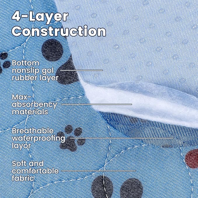 Washable Pee Pads for Dogs,2 Pack Extra Large 72"x72" Super Absorbent Reusable Puppy Pads,Non-Slip 100% Waterproof Dog Pee Pads,Pet Training Pads for Couch, Crate,Potty Training,Floor