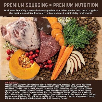 Earth Animal Wisdom Air Dried Dog Food - From the Land Recipe Premium Natural Dry Dog Food for All Breeds & Ages - 8 Lbs Bag