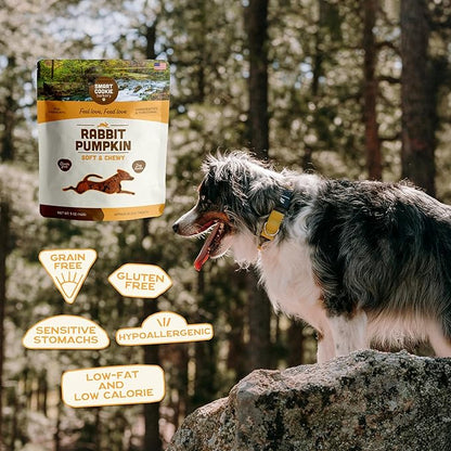 Smart Cookie All Natural Dog Treats - Rabbit & Pumpkin - Training Treats for Dogs & Puppies with Allergies, Sensitive Stomachs - Soft Dog Treats, Grain Free, Chewy, Human-Grade, Made in USA - 5oz Bag
