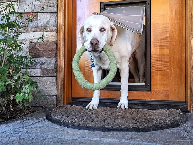 Endura Flap Giant Dog Door for Doors | Designed for Big & Tall Dog Breeds | Insulated Flap for Energy Efficiency | Weather-Resistant & Secure Aluminum Frame | Black, Extra Large, Single Flap