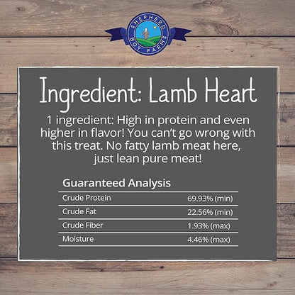 Shepherd Boy Farms Freeze Dried Dog and Cat Treats, Lamb Heart, All Natural Single Ingredient Freeze-Dried Dog Treat & Snacks, Made in USA, High Protein, Essential Nutrition of Raw Food, 3oz