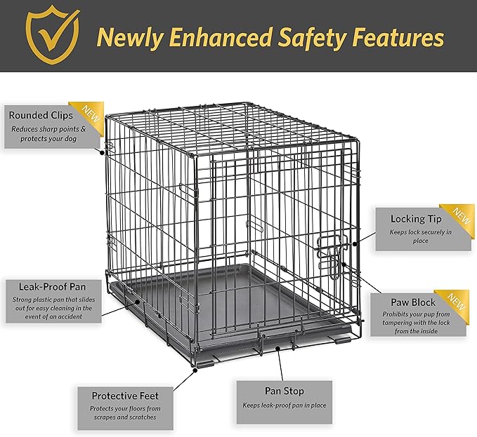 Midwest Homes for Pets 24-Inch New World Crate for Small Breeds, 12-20 lbs, Single Door Folding Dog Crate, Leak-Proof Tray & Secure Latch, Portable, Durable & Easy to Assemble