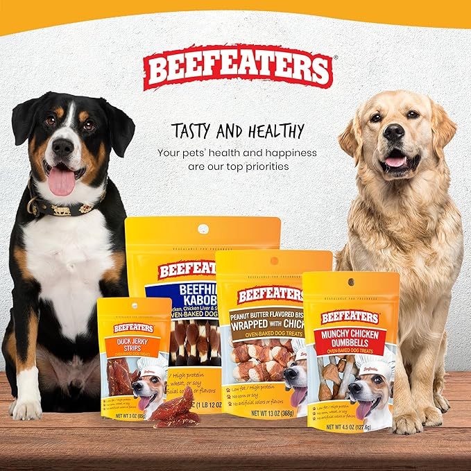 Beefeaters Chicken Jerky Strips for Dogs, 9 oz – Dog Treat. 100% Real Chicken Breast, Grain-Free, No Additives, Perfect for Training & Healthy Growth, Allergy-Friendly (Pack of 2)