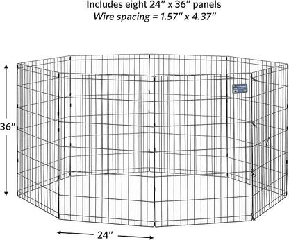 MidWest Homes for Pets 36-Inch Exercise Pen, for Indoor and Outdoor use, 16 Sq Feet of Play, Folding Dog Pen, No Door Design for Maximum Security, Easy to Set Up, Foldable Dog Playpen