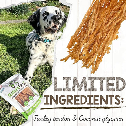 Nature Gnaws USA Turkey Tendons for Dogs (4oz) - Delicious Grain Free Reward Snack for Small, Medium & Large Breeds - Premium Natural Dog Chew Treats