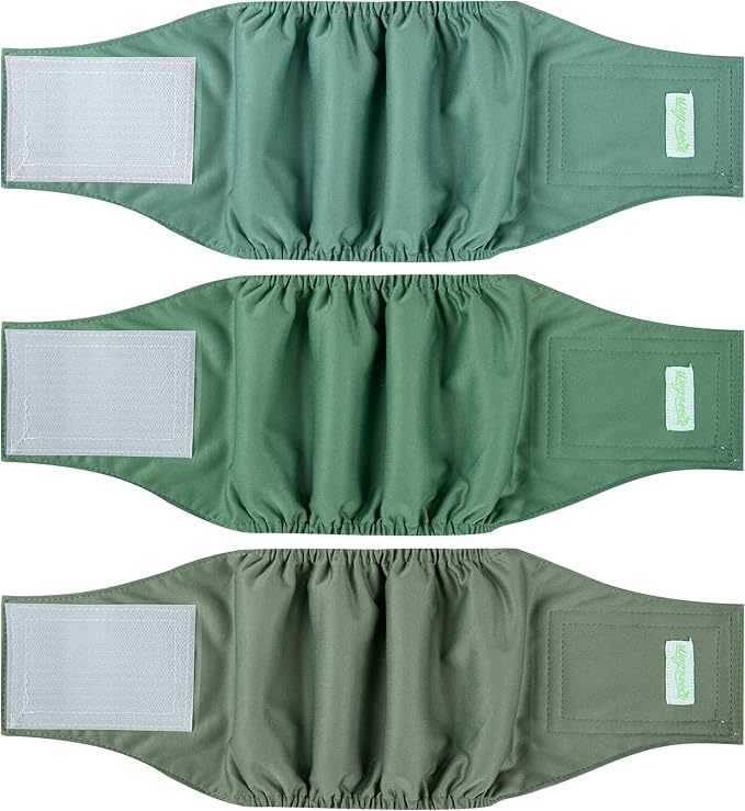 wegreeco Washable Male Dog Belly Band (Stylish Pattern)- Pack of 3 - Male Dog Belly Wrap, Dog Diapers Male (Green Series, XX-Large)