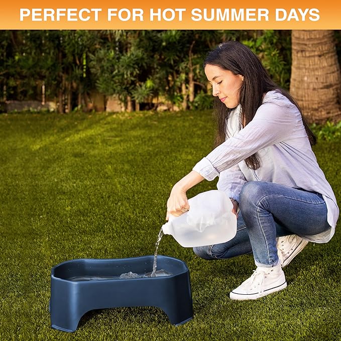 Neater Pet Brands Extra Large Water Bowl for Dogs, Outdoor Dog Water Bowl (2.25 Gallon XL Capacity), Big Trough Style Food Dish for Indoors or Outside, No Spill Large Dog Bowls, Dark Blue