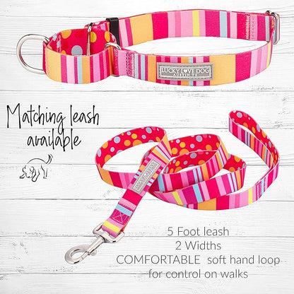 Lucky Love Dog Martingale Dog Collar - Adjustable, No-Slip, Durable, & Soft Webbing Collar for Male and Female Dogs Ideal for Training & Walking - Molly, Large