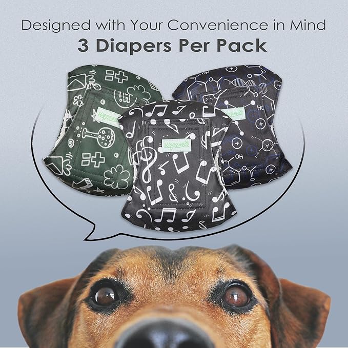 wegreeco Washable Male Dog Belly Band (Stylish Pattern)- Pack of 3 - Washable Male Dog Belly Wrap, Dog Diapers Male (Cool Design, Medium)