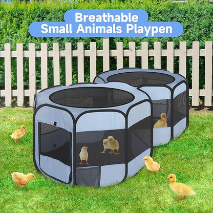 Pet Playpen Pop up Small Pet Cage Enclosure Tent Chick Run Brooder Coop Foldable Kennel for Kitten Ferret Puppy Guinea Pig Rabbit Hamster Chinchillas(No Divider, Unified Space)