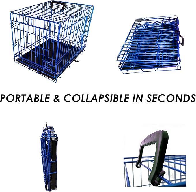 PET Expressions Luxury Colorful 48 Inch Foldable Dog Crate with 2 Doors | Free Training Ebook and Pet Calming Music | 3 Colors & 3