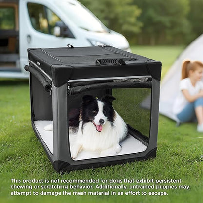 Lesure Shown on TODAY Show Soft Collapsible Dog Crate - 30 Inch Portable Travel Crate for Medium Dogs Indoor & Outdoor, 4-Door Foldable Pet Kennel with Mesh Windows, Black