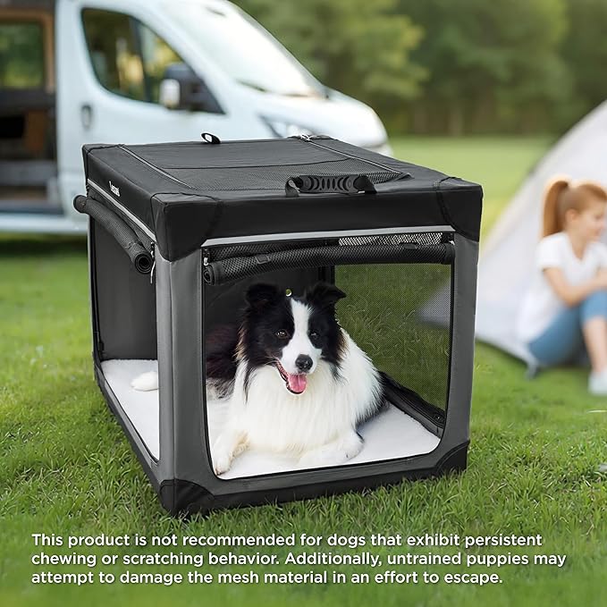 Lesure Shown on TODAY Show Soft Collapsible Dog Crate - 36 Inch Portable Travel Crate for Large Dogs Indoor & Outdoor, 4-Door Foldable Pet Kennel with Mesh Windows, Green