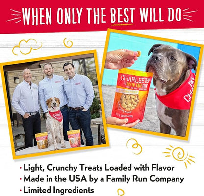Charlee Bear Crunch Grain Free Dog Treats, Turkey, Sweet Potato and Apple, 8 Ounce Resealable Bag, Low Calorie Training Treats for Dogs, Limited Ingredient, Healthy, Crunchy Dog Snacks, Made in USA