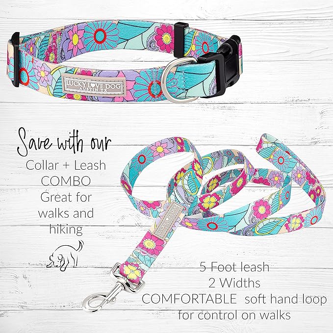 Lucky Love Dog - Adjustable Dog Collar with Easy Click Buckle for Large Ones, Durable, & Comfortable for Male & Female Dogs, Pet Collar for Puppies & Adult Dogs - Caroline, XL