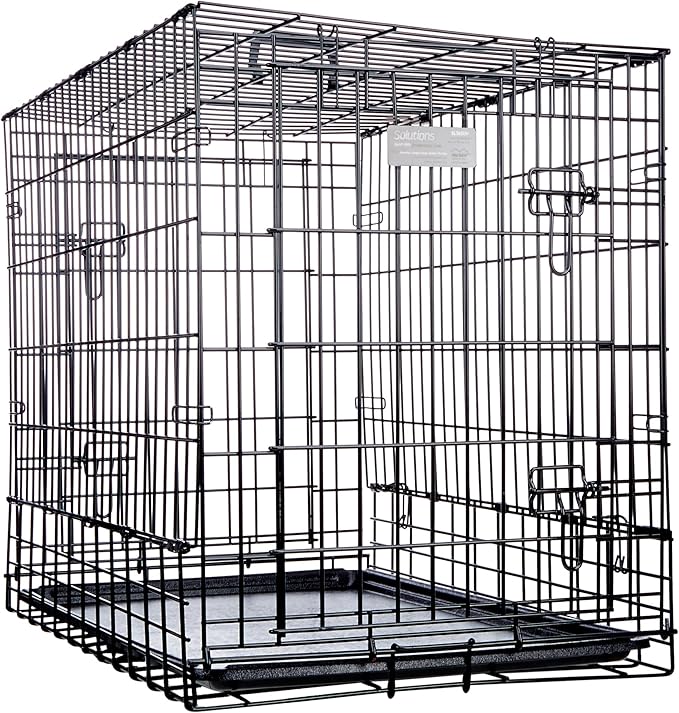 MidWest Homes for Pets Solutions Series Side-by-Side SUV Dog Crate, Double Door Folding Metal Cage Designed to Fit in SUVs & Vans, for Dogs up to 70 Lbs