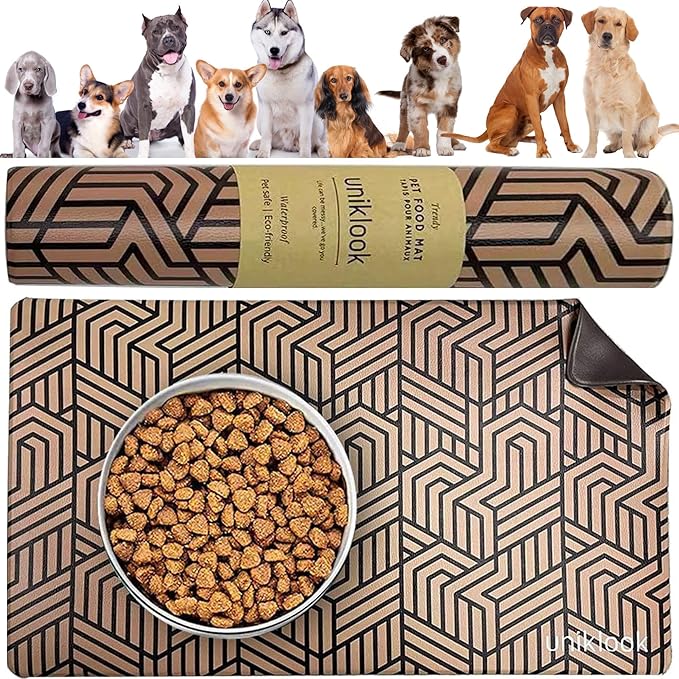 Dog Food Mat - Dog Bowl Mat - Pet Food Mat - Dog Mat for Food and Water - Dog Feeding Mat - Dog Water Bowl Mat - Waterproof Dog Water Mat - UnikLook