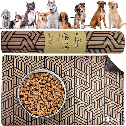 Dog Food Mat - Dog Bowl Mat - Pet Food Mat - Dog Mat for Food and Water - Dog Feeding Mat - Dog Water Bowl Mat - Waterproof Dog Water Mat - UnikLook